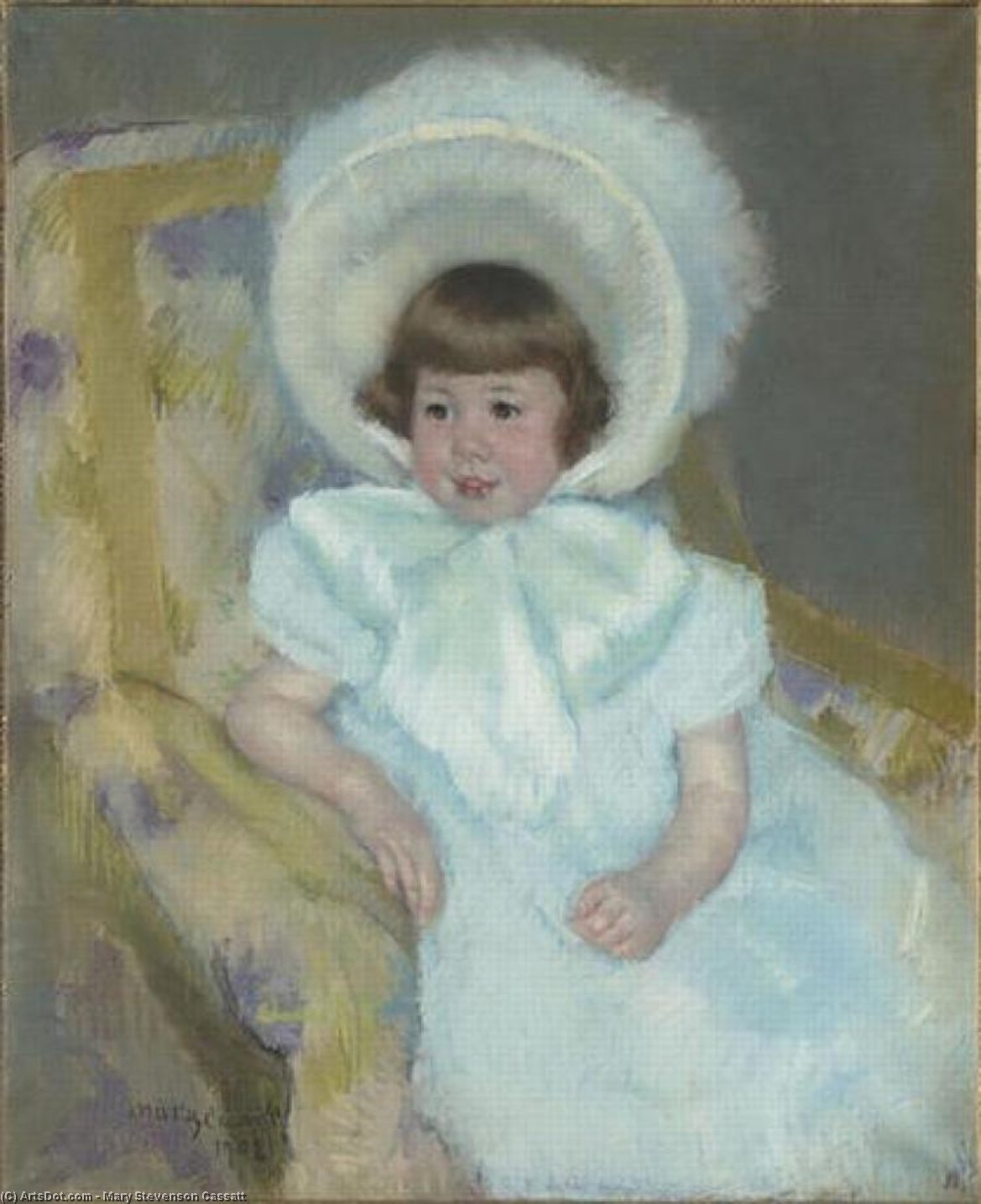 Wikioo.org - The Encyclopedia of Fine Arts - Painting, Artwork by Mary Stevenson Cassatt - Portrait of Louise Aurora child Villeboeuf