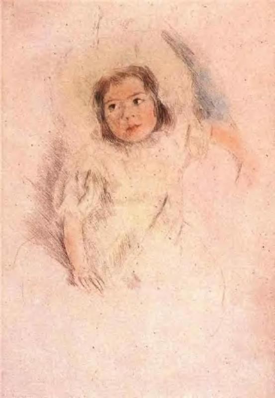 Wikioo.org - สารานุกรมวิจิตรศิลป์ - จิตรกรรม Mary Stevenson Cassatt - Margot Wearing a Bonnet