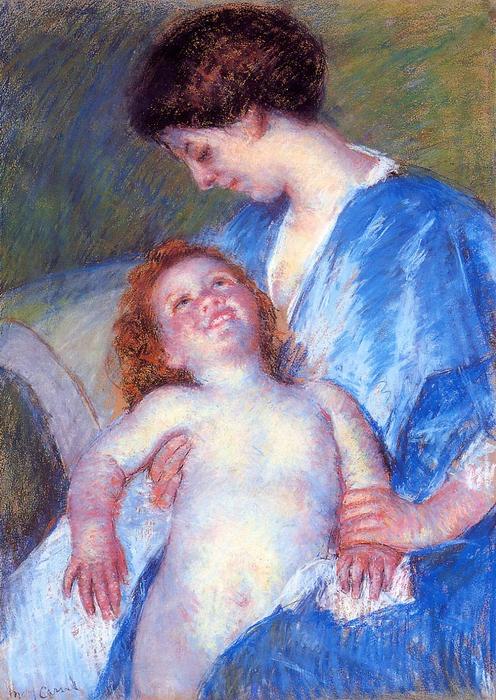 Wikioo.org - The Encyclopedia of Fine Arts - Painting, Artwork by Mary Stevenson Cassatt - Baby Smiling up at Her Mother