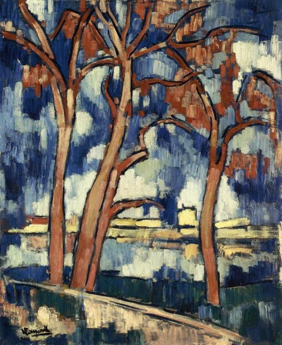 Wikioo.org - The Encyclopedia of Fine Arts - Painting, Artwork by Maurice De Vlaminck - Landscape with Red Trees Chatou