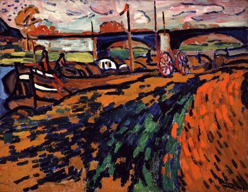 Wikioo.org - The Encyclopedia of Fine Arts - Painting, Artwork by Maurice De Vlaminck - Barges in Chatou