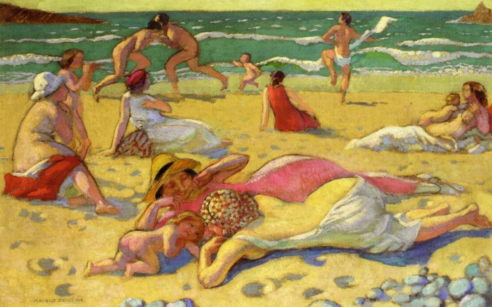 Wikioo.org – L'Enciclopedia delle Belle Arti - Pittura, Opere di Denis Maurice - Giochi in i Sand ( anche conosciuto as Beach con i combattenti )