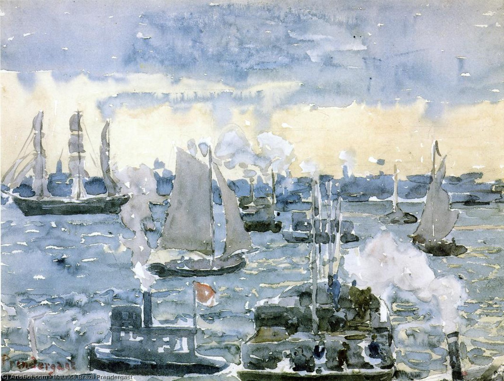 Wikioo.org - The Encyclopedia of Fine Arts - Painting, Artwork by Maurice Brazil Prendergast - Boston Harbor