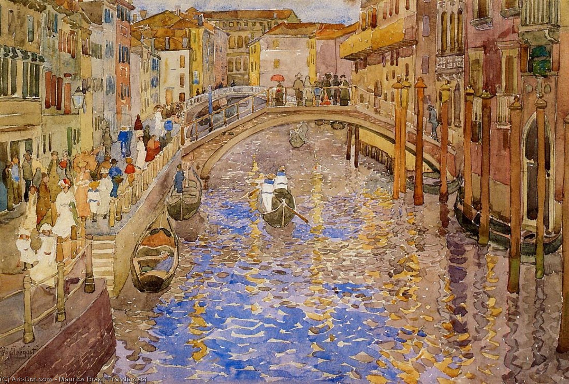 WikiOO.org - Enciklopedija likovnih umjetnosti - Slikarstvo, umjetnička djela Maurice Brazil Prendergast - Venetian Canal Scene