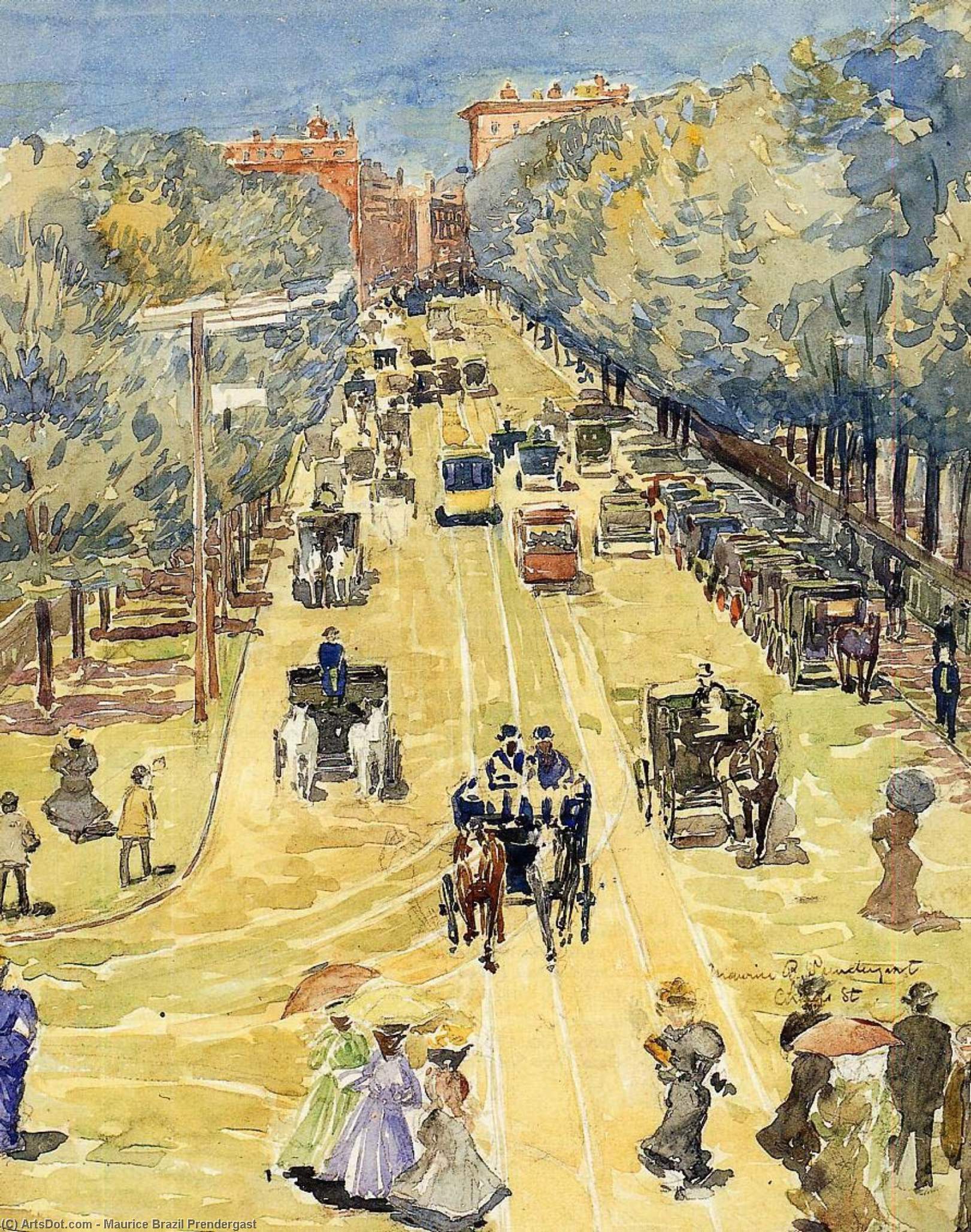 Wikioo.org - The Encyclopedia of Fine Arts - Painting, Artwork by Maurice Brazil Prendergast - Charles Street, Boston