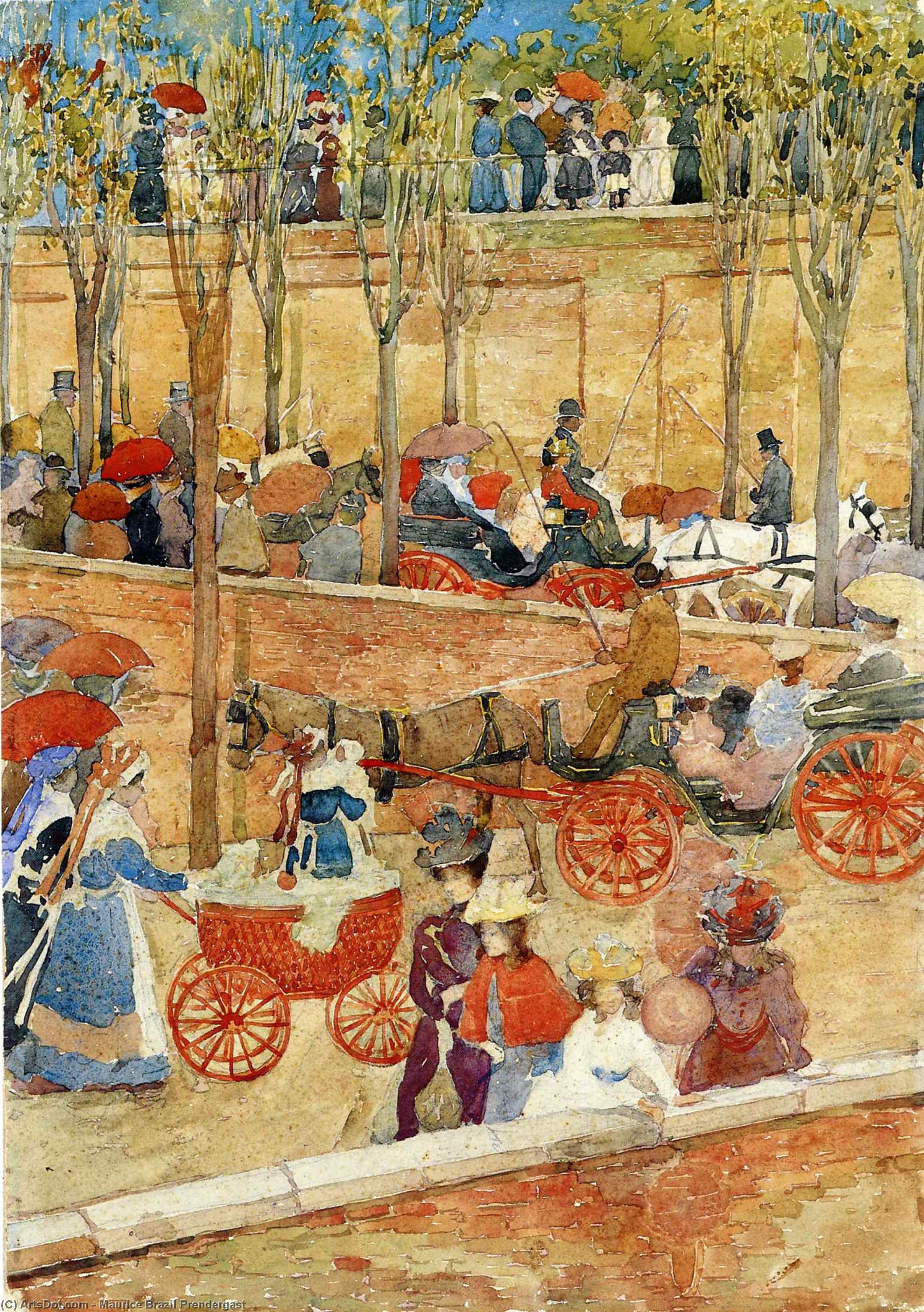 Wikioo.org - The Encyclopedia of Fine Arts - Painting, Artwork by Maurice Brazil Prendergast - Afternoon, Pincian Hill