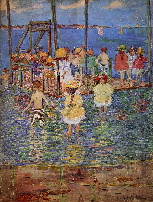 Wikioo.org - สารานุกรมวิจิตรศิลป์ - จิตรกรรม Maurice Brazil Prendergast - Children on a Raft