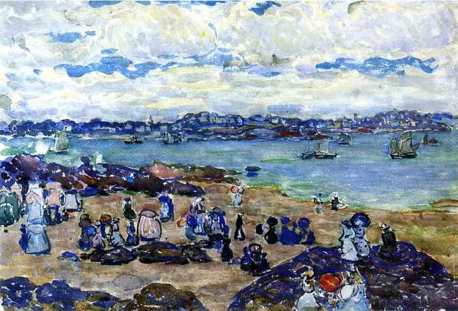 Wikioo.org - The Encyclopedia of Fine Arts - Painting, Artwork by Maurice Brazil Prendergast - Figures on the Beach