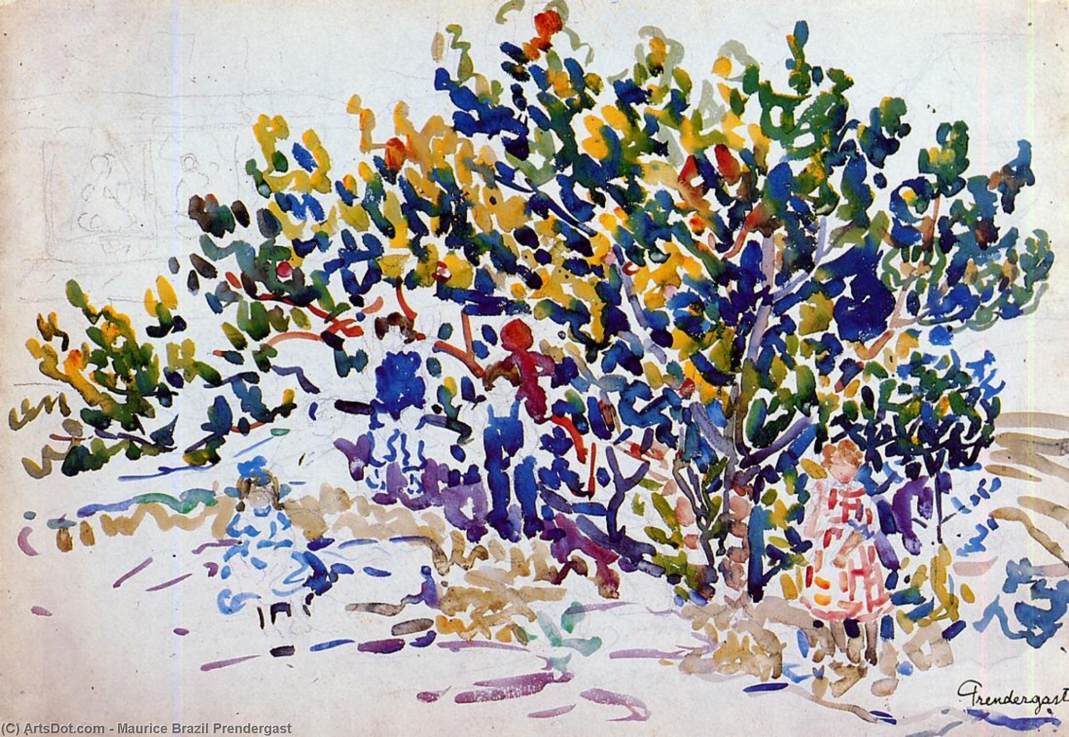 Wikioo.org - The Encyclopedia of Fine Arts - Painting, Artwork by Maurice Brazil Prendergast - Children in the Tree