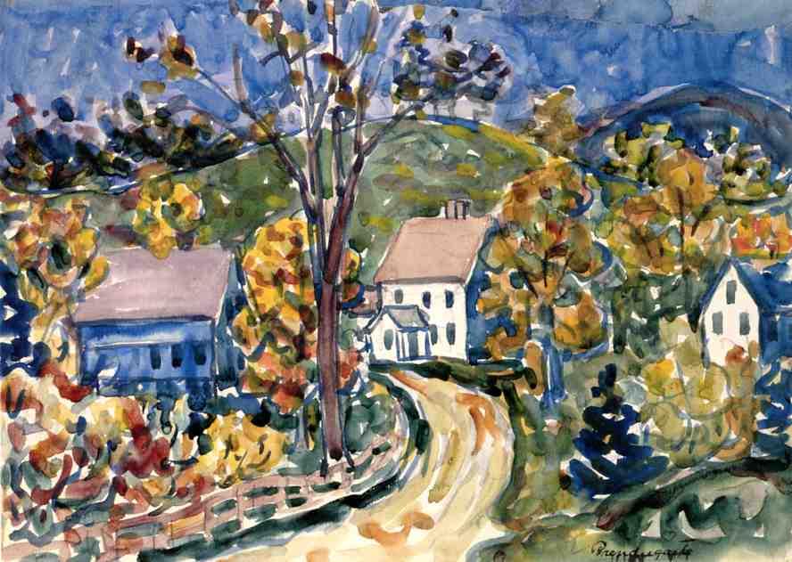Wikioo.org - The Encyclopedia of Fine Arts - Painting, Artwork by Maurice Brazil Prendergast - Country Road, New Hampshire