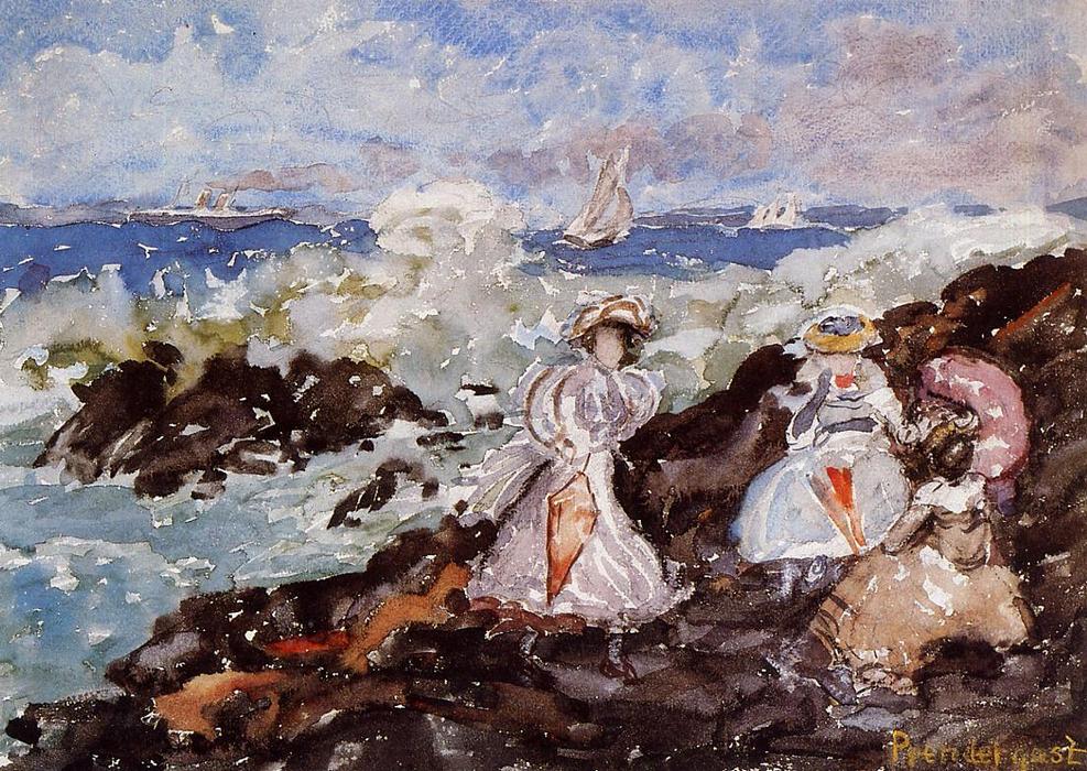 Wikioo.org - The Encyclopedia of Fine Arts - Painting, Artwork by Maurice Brazil Prendergast - Surf, Cohasset