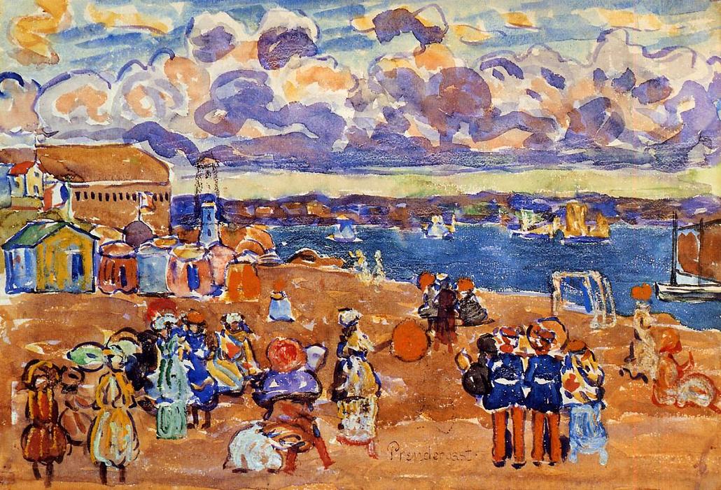 Wikioo.org - The Encyclopedia of Fine Arts - Painting, Artwork by Maurice Brazil Prendergast - Beach at St. Malo