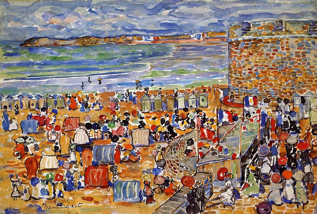 Wikioo.org - The Encyclopedia of Fine Arts - Painting, Artwork by Maurice Brazil Prendergast - On the Beach, St. Malo