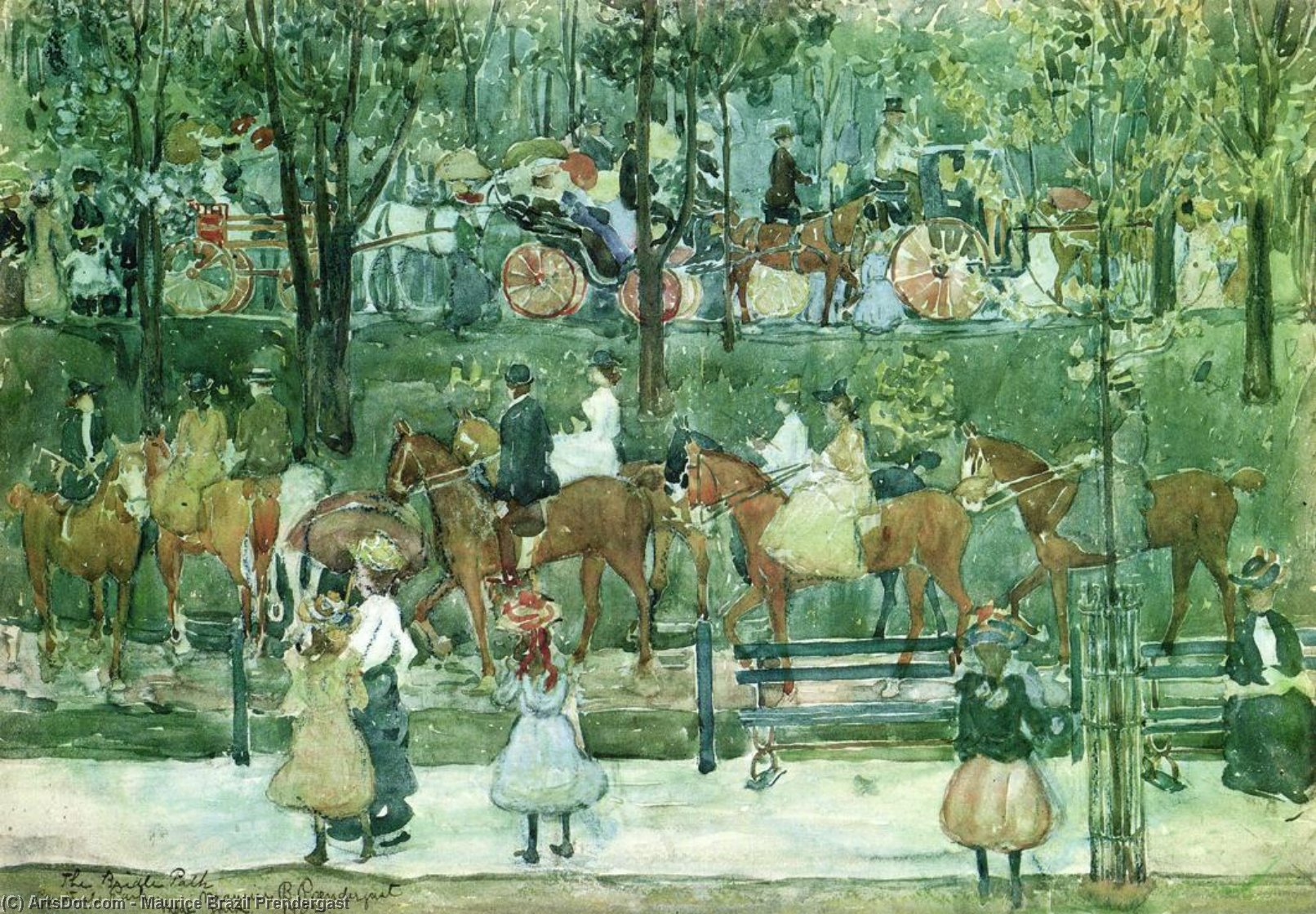 Wikioo.org - The Encyclopedia of Fine Arts - Painting, Artwork by Maurice Brazil Prendergast - The Bridle Path, Central Park