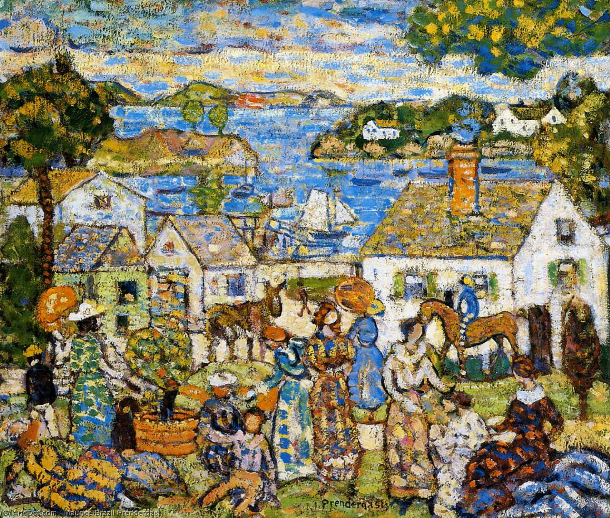 WikiOO.org - Encyclopedia of Fine Arts - Lukisan, Artwork Maurice Brazil Prendergast - New England Harbour