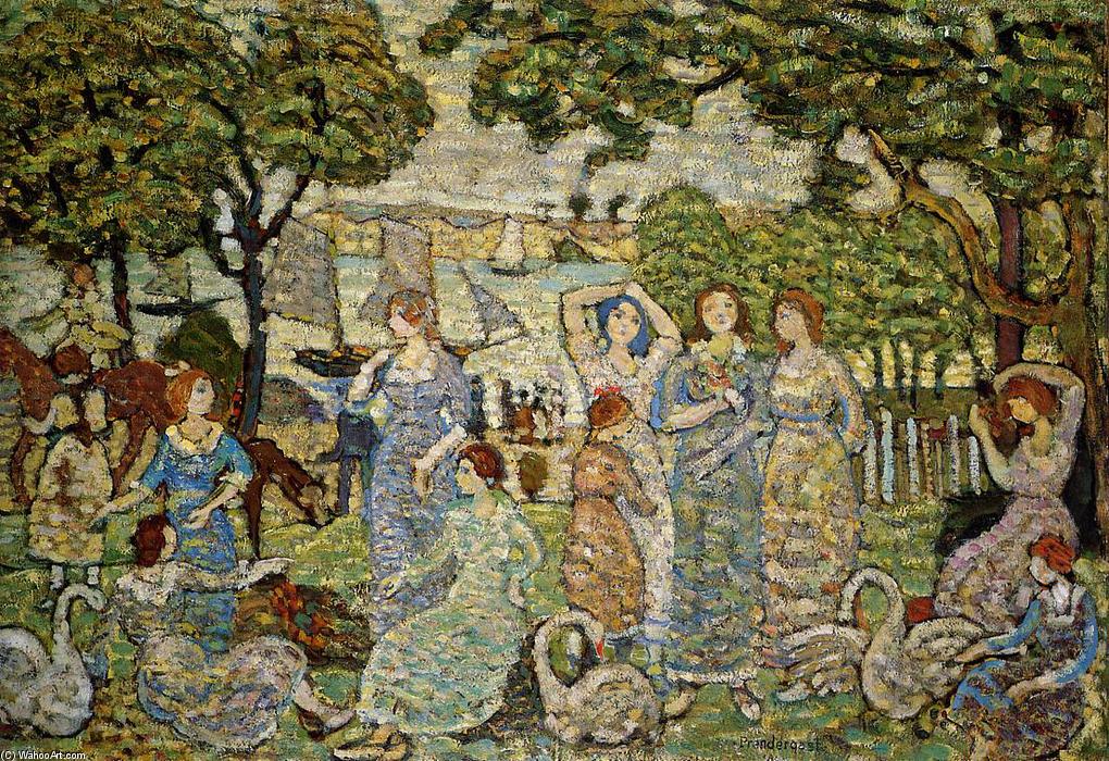 Wikioo.org - The Encyclopedia of Fine Arts - Painting, Artwork by Maurice Brazil Prendergast - The Swans