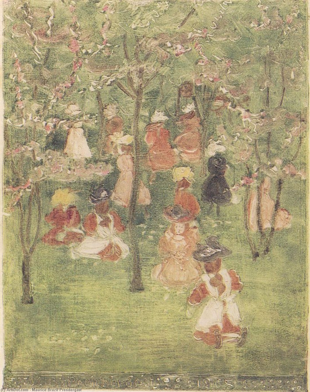 Wikioo.org - The Encyclopedia of Fine Arts - Painting, Artwork by Maurice Brazil Prendergast - Spring in Franklin Park