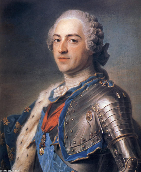 Wikoo.org - موسوعة الفنون الجميلة - اللوحة، العمل الفني Maurice Quentin De La Tour - Portrait of King Louis XV