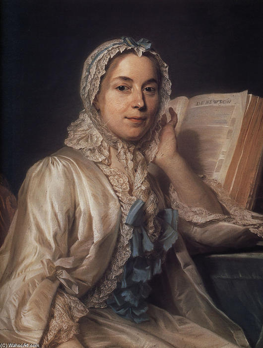 Wikioo.org - The Encyclopedia of Fine Arts - Painting, Artwork by Maurice Quentin De La Tour - Mademoiselle Ferrand meditating on Newton