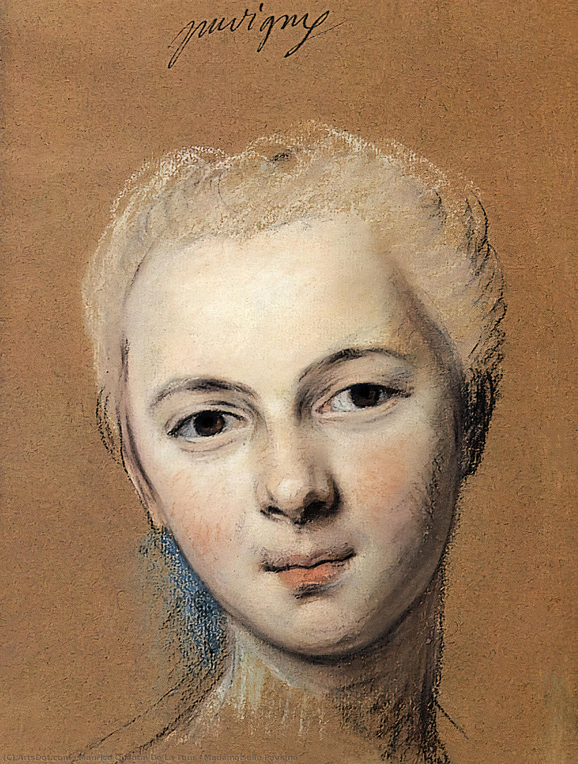 WikiOO.org - Enciklopedija dailės - Tapyba, meno kuriniai Maurice Quentin De La Tour - Mademoiselle Puvigné
