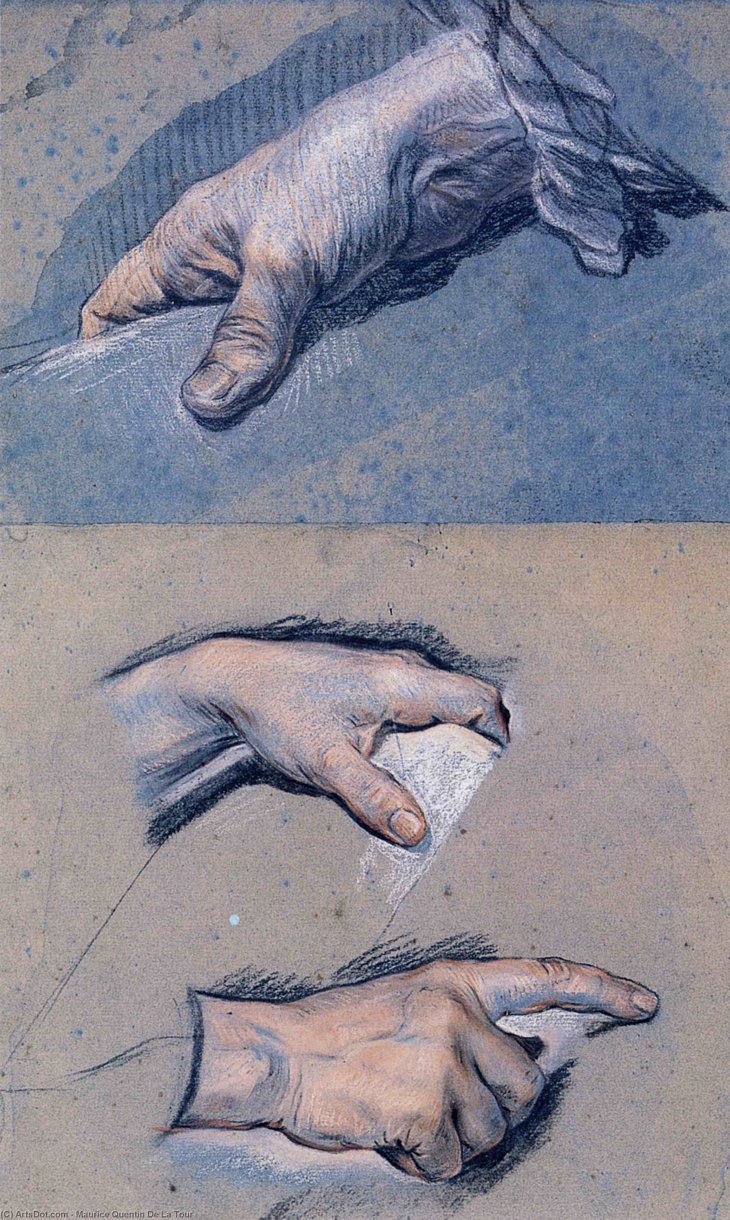 WikiOO.org - Енциклопедия за изящни изкуства - Живопис, Произведения на изкуството Maurice Quentin De La Tour - Studies of men's hands