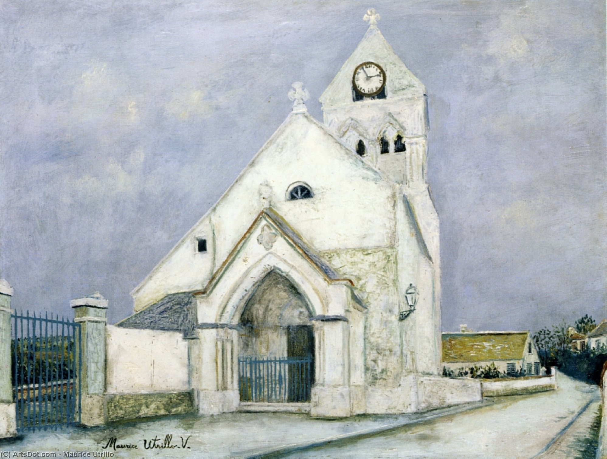 Wikioo.org – L'Encyclopédie des Beaux Arts - Peinture, Oeuvre de Maurice Utrillo - Peu Communiant  église  de  deuil