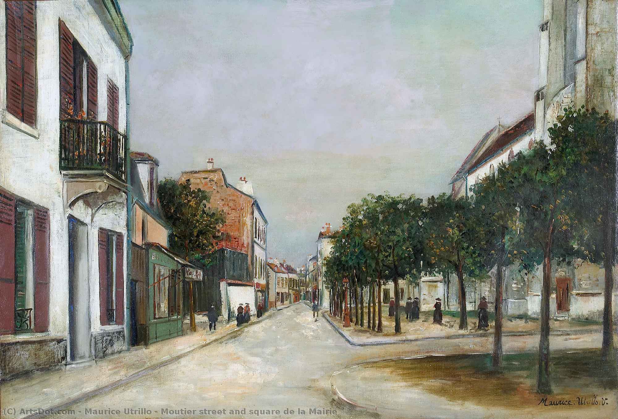 Wikioo.org - The Encyclopedia of Fine Arts - Painting, Artwork by Maurice Utrillo - Moutier street and square de la Mairie