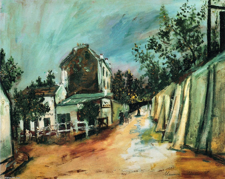 WikiOO.org - Güzel Sanatlar Ansiklopedisi - Resim, Resimler Maurice Utrillo - Saint-Vincent stree and the ''Lapin Agile''