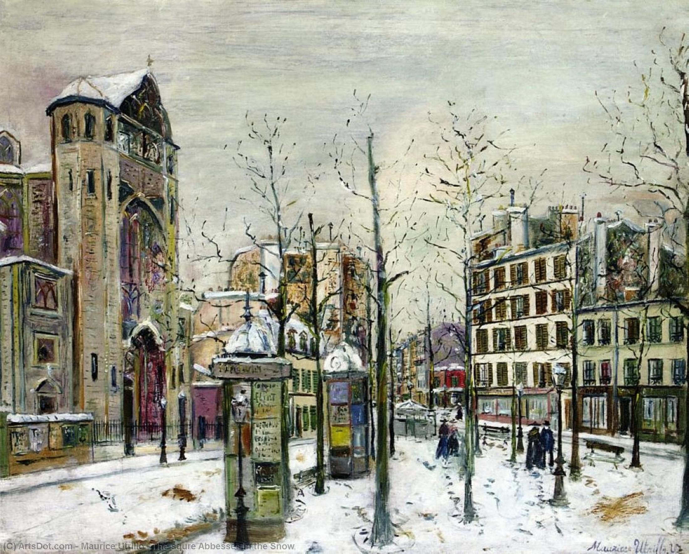 WikiOO.org - Encyclopedia of Fine Arts - Maleri, Artwork Maurice Utrillo - The squre Abbesses in the Snow
