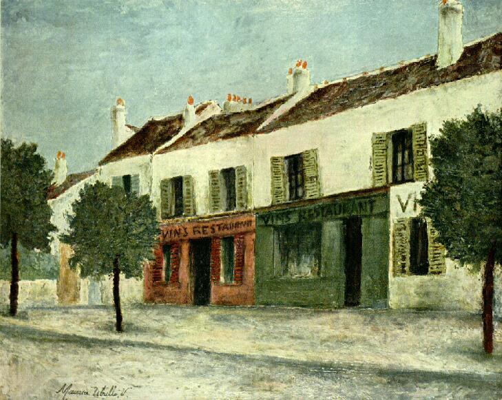 Wikioo.org - The Encyclopedia of Fine Arts - Painting, Artwork by Maurice Utrillo - Bistros in a Suburb