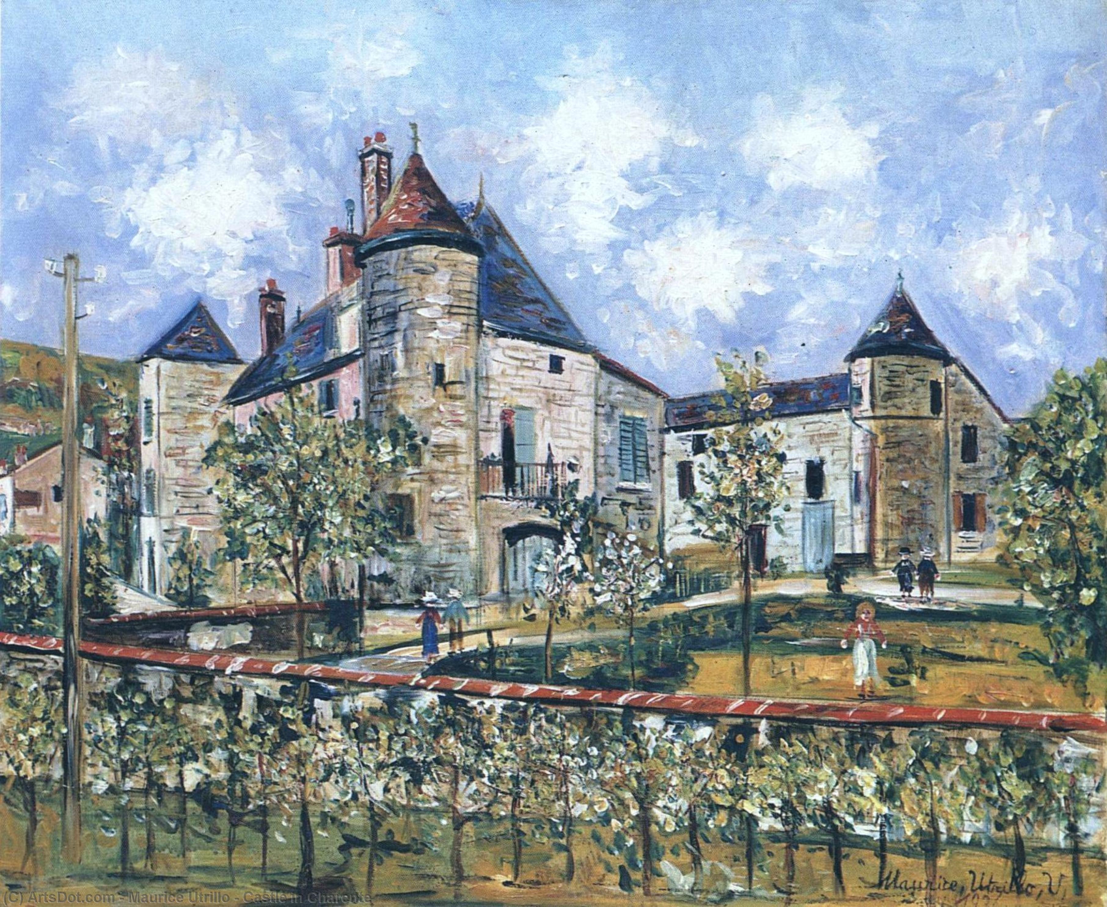 Wikoo.org - موسوعة الفنون الجميلة - اللوحة، العمل الفني Maurice Utrillo - Castle in Charente