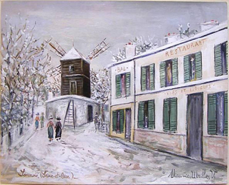Wikioo.org - The Encyclopedia of Fine Arts - Painting, Artwork by Maurice Utrillo - Moulin in Sannois under snow