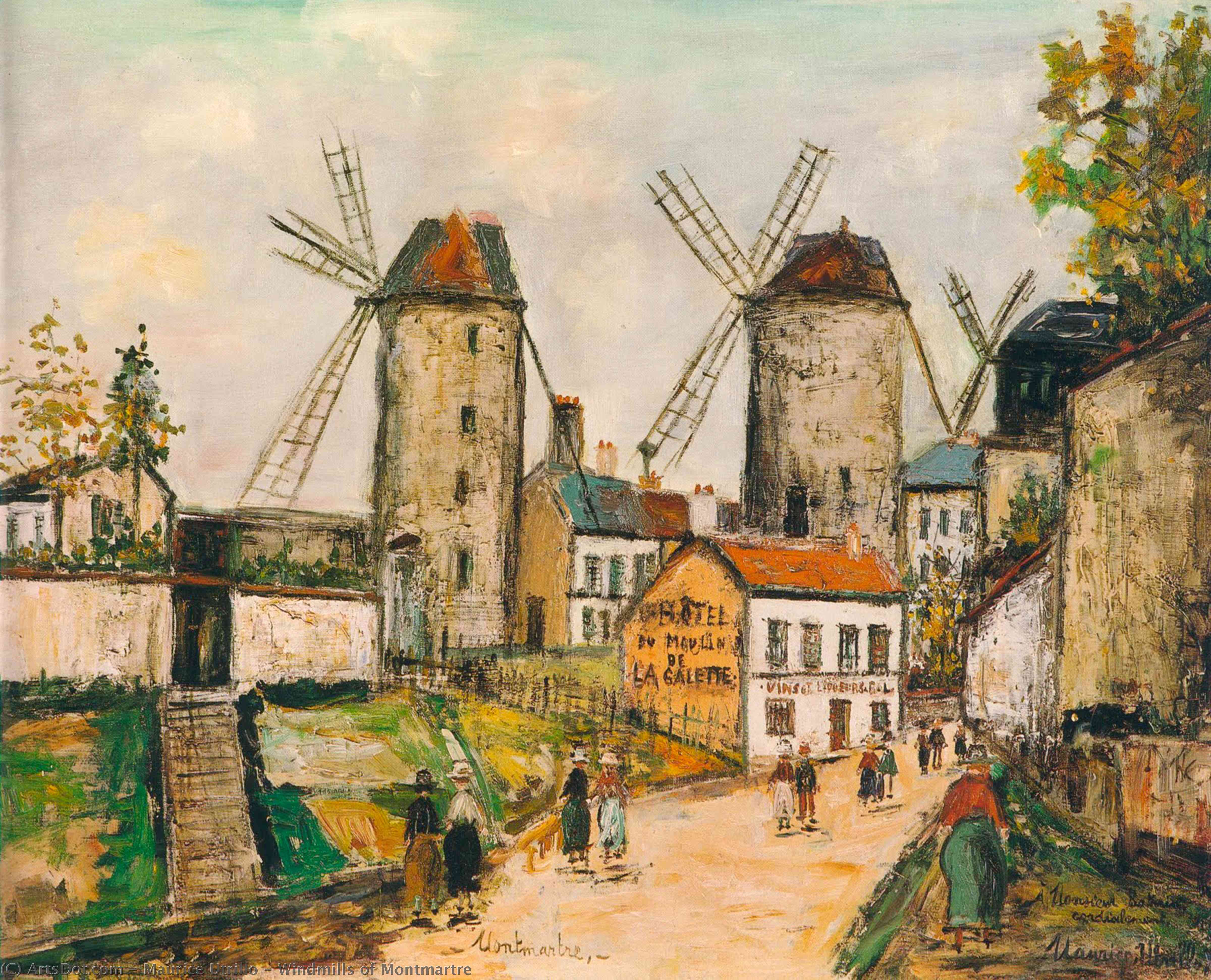 Wikioo.org - The Encyclopedia of Fine Arts - Painting, Artwork by Maurice Utrillo - Windmills of Montmartre