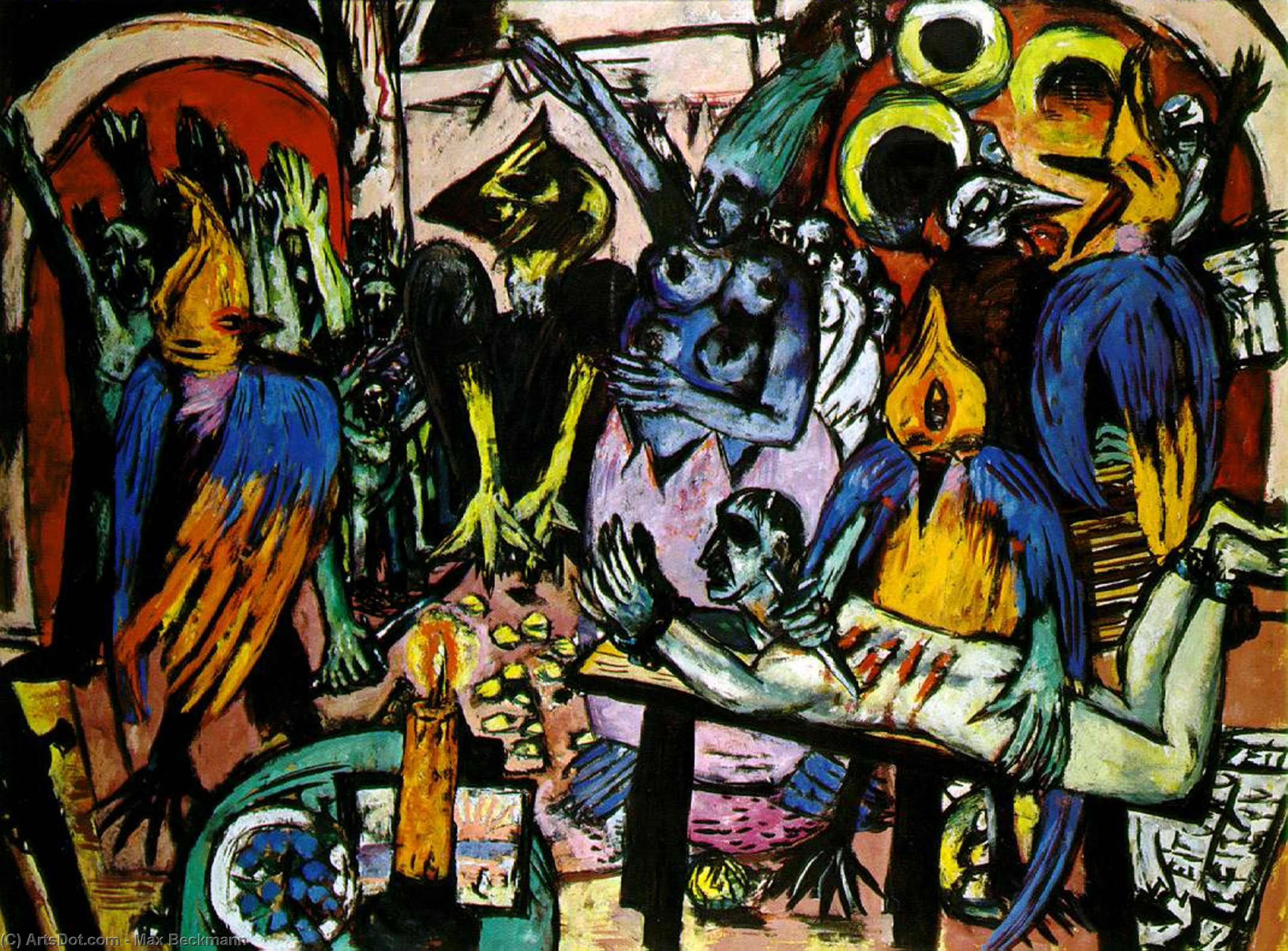 Wikoo.org - موسوعة الفنون الجميلة - اللوحة، العمل الفني Max Beckmann - Bird's hell