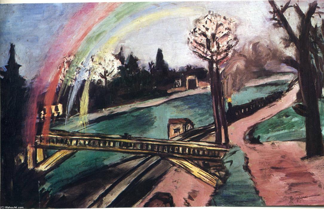 Wikioo.org - The Encyclopedia of Fine Arts - Painting, Artwork by Max Beckmann - Railway Bridge and Rainbow