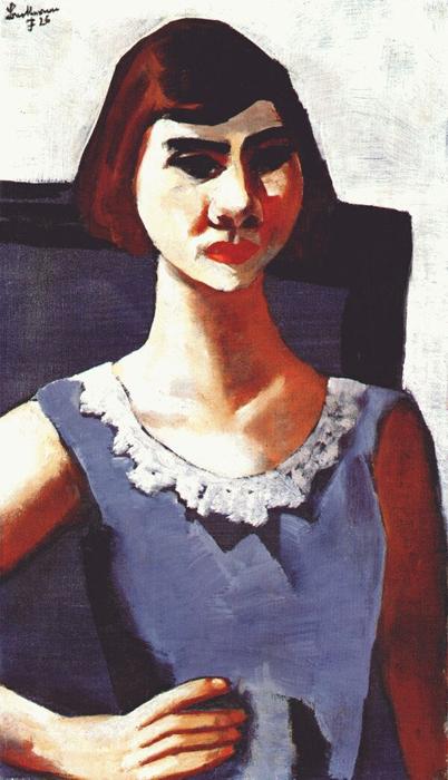 Wikioo.org - The Encyclopedia of Fine Arts - Painting, Artwork by Max Beckmann - Portrait of quappi in blue
