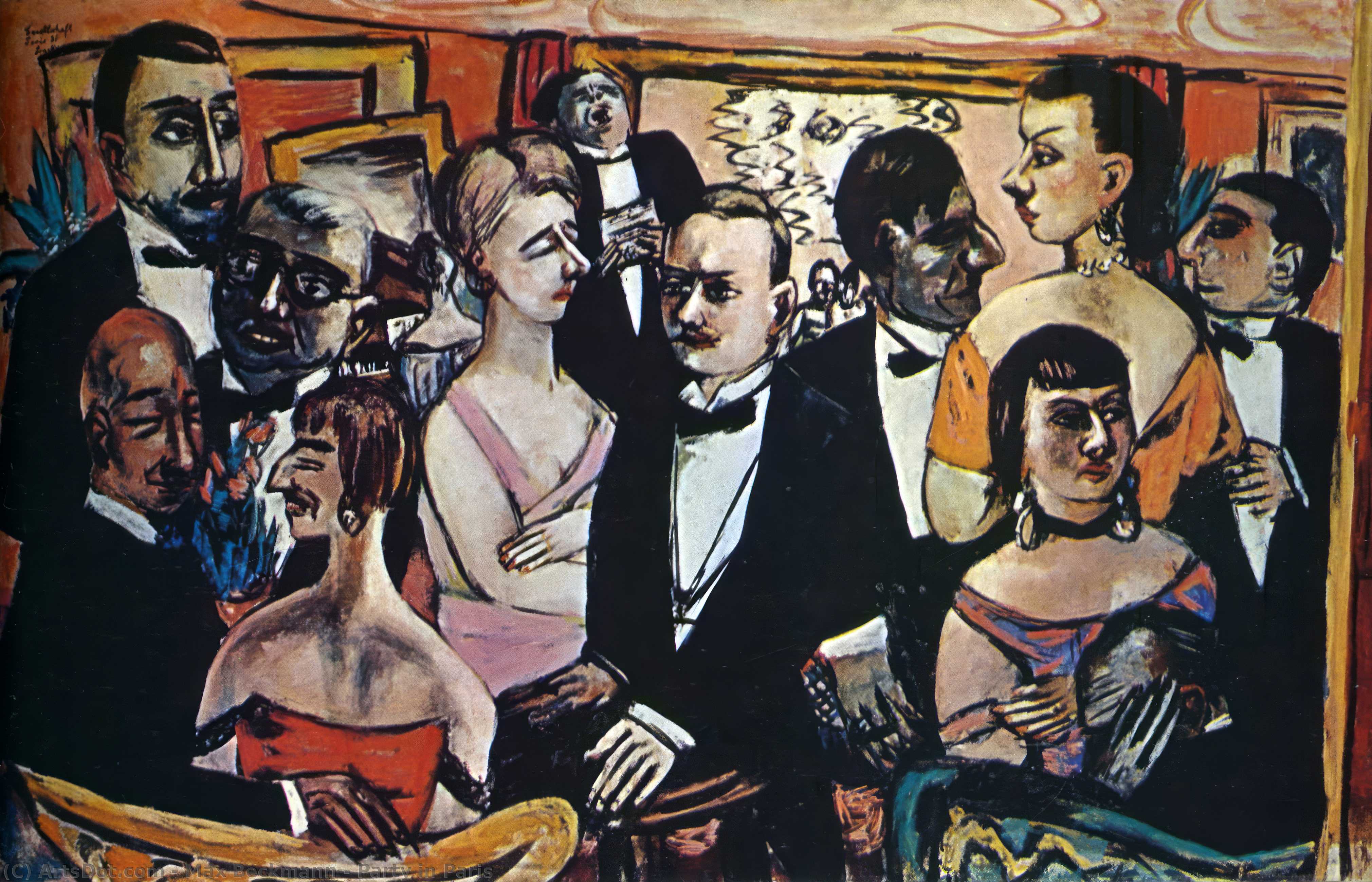 Wikioo.org - The Encyclopedia of Fine Arts - Painting, Artwork by Max Beckmann - Party in Paris