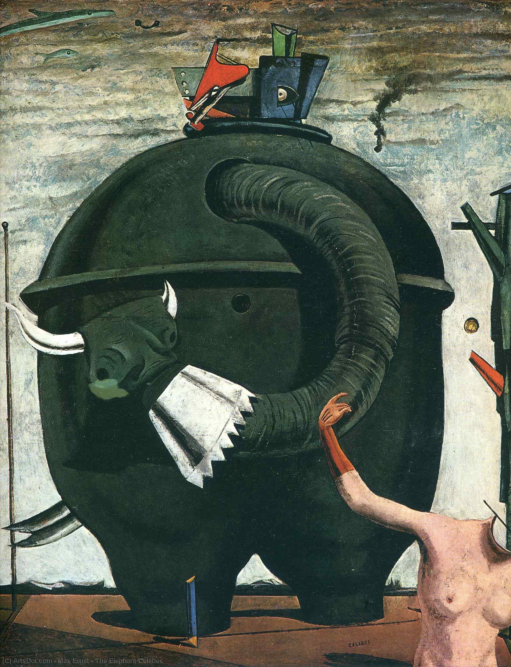 Wikoo.org - موسوعة الفنون الجميلة - اللوحة، العمل الفني Max Ernst - The Elephant Celebes