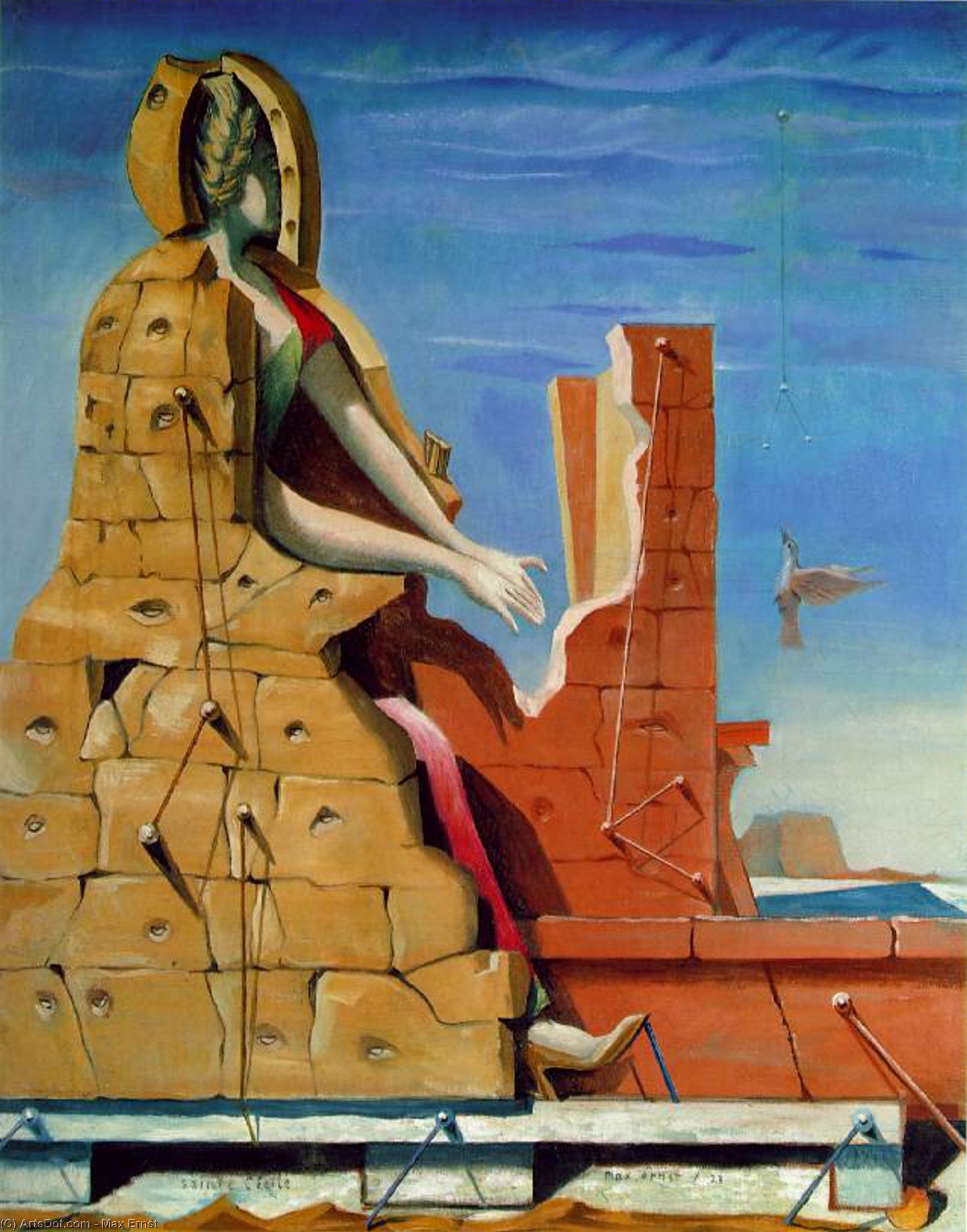 WikiOO.org – 美術百科全書 - 繪畫，作品 Max Ernst - 圣塞西莉亚 不可见的  钢琴