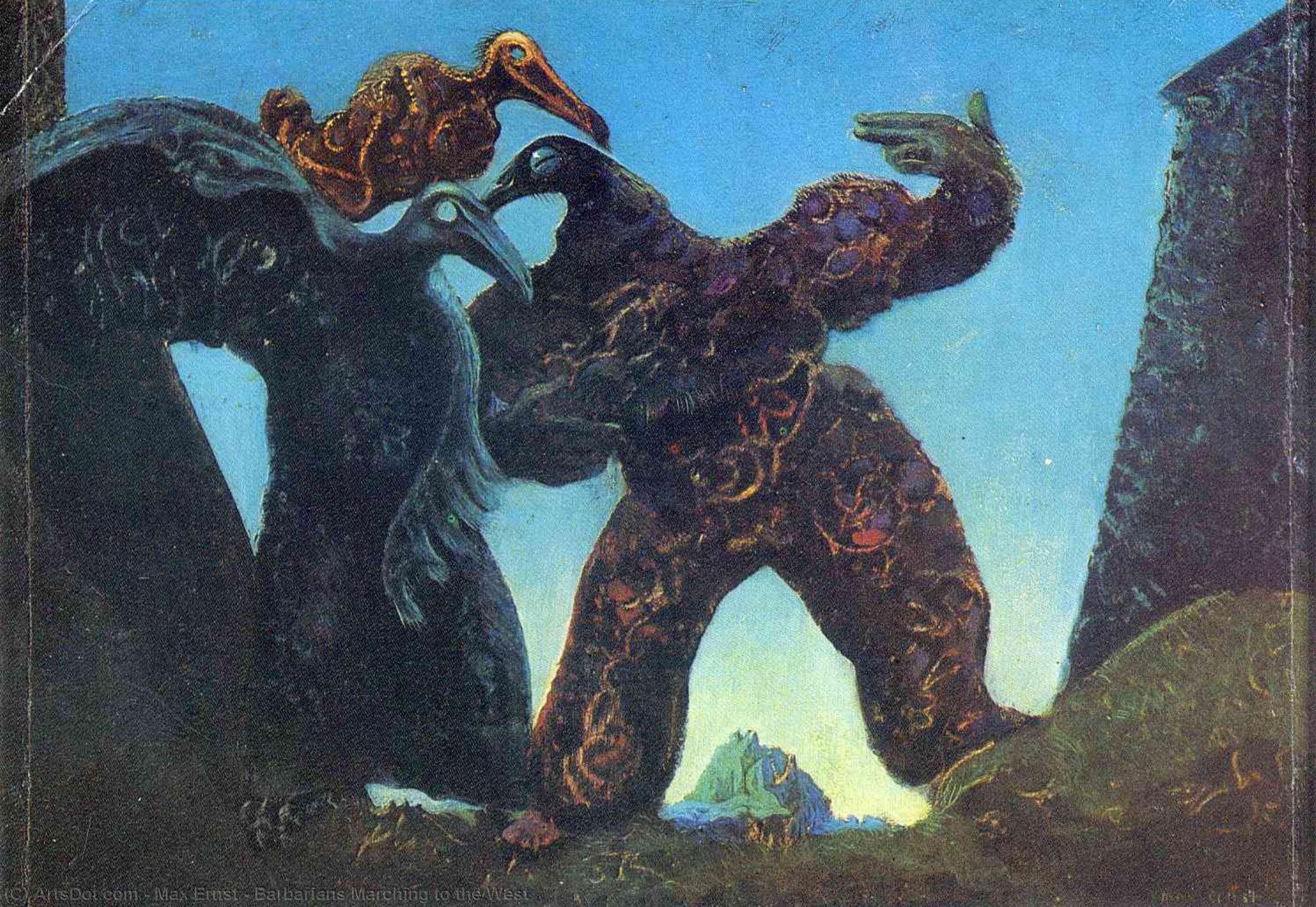 WikiOO.org – 美術百科全書 - 繪畫，作品 Max Ernst - 野蛮人 行军  到  的  西