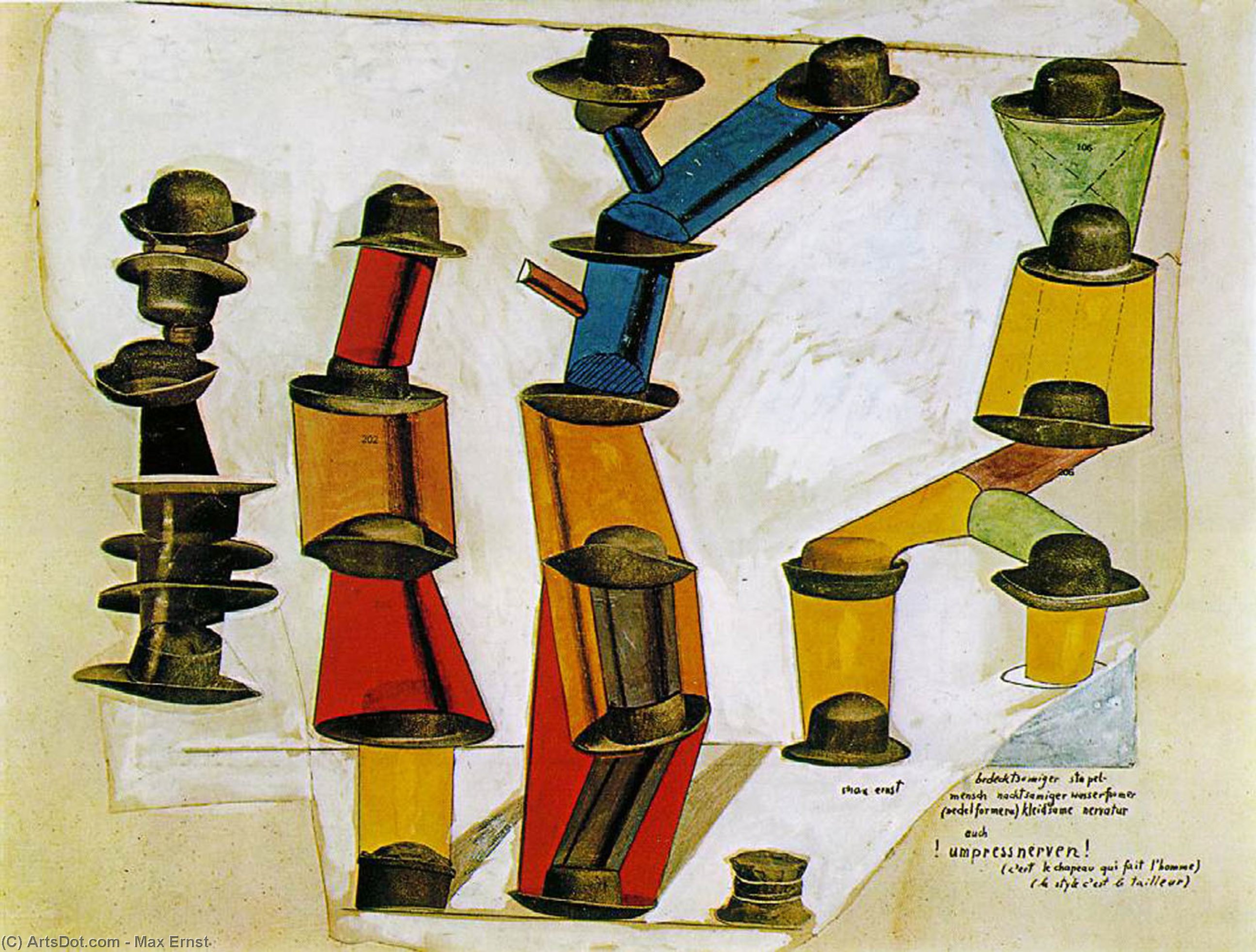 Wikioo.org – L'Enciclopedia delle Belle Arti - Pittura, Opere di Max Ernst - Il Cappello fa  Antartico  L uomo