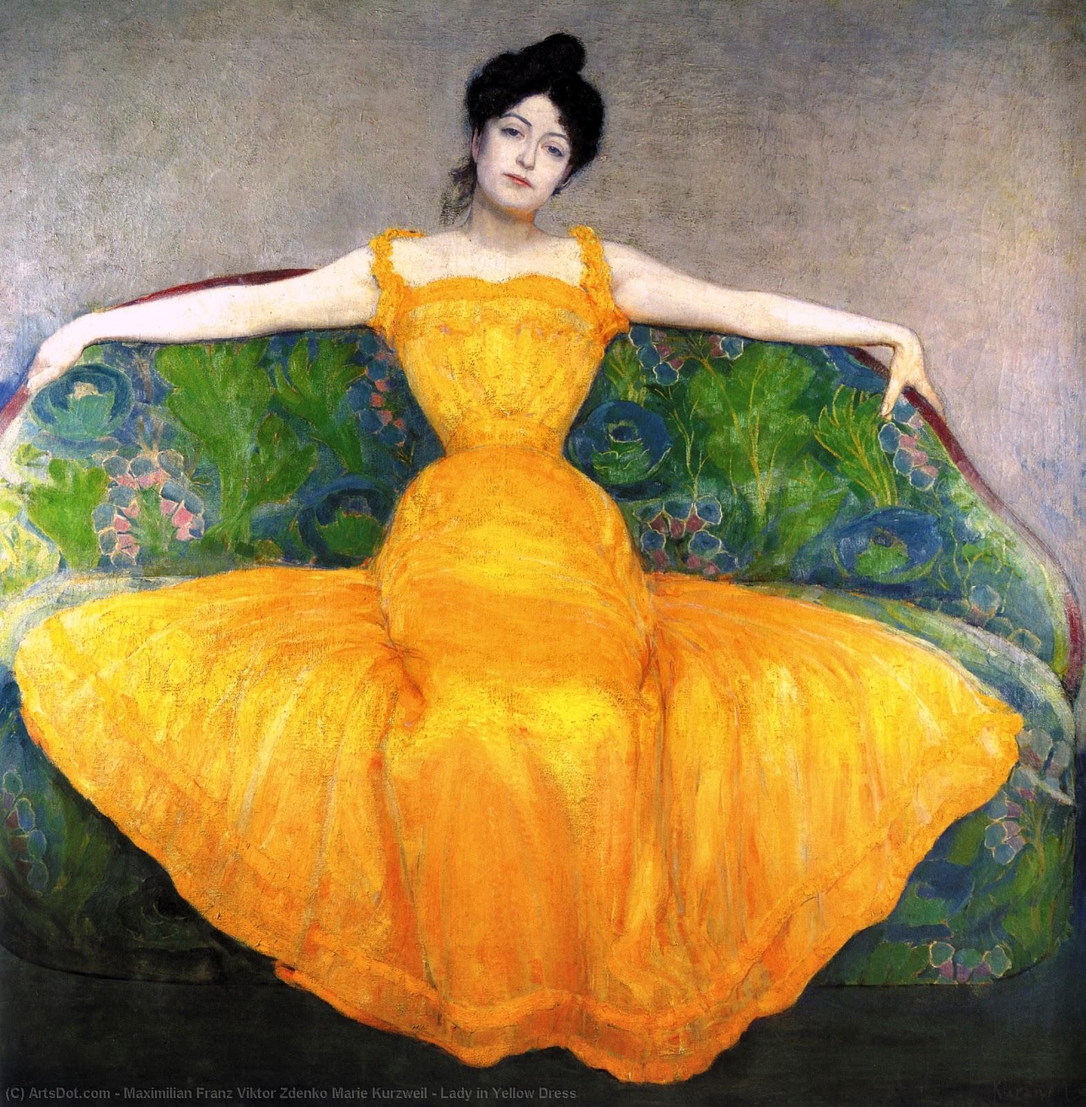 Wikioo.org - The Encyclopedia of Fine Arts - Painting, Artwork by Maximilian Franz Viktor Zdenko Marie Kurzweil - Lady in Yellow Dress