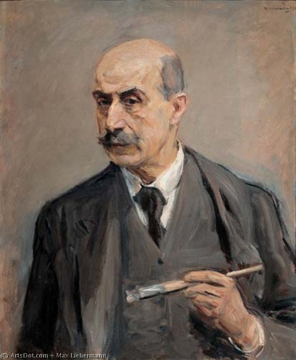 Wikioo.org - The Encyclopedia of Fine Arts - Painting, Artwork by Max Liebermann - Self-Portrait with Brush