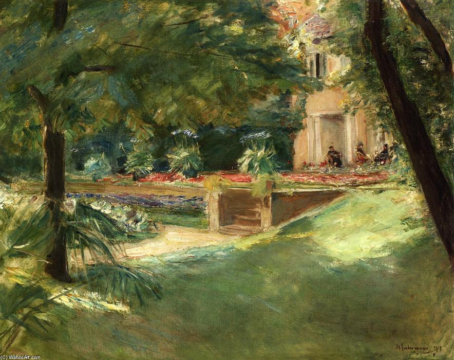 Wikioo.org - The Encyclopedia of Fine Arts - Painting, Artwork by Max Liebermann - Terrace overlooking the flower garden in Wannsee
