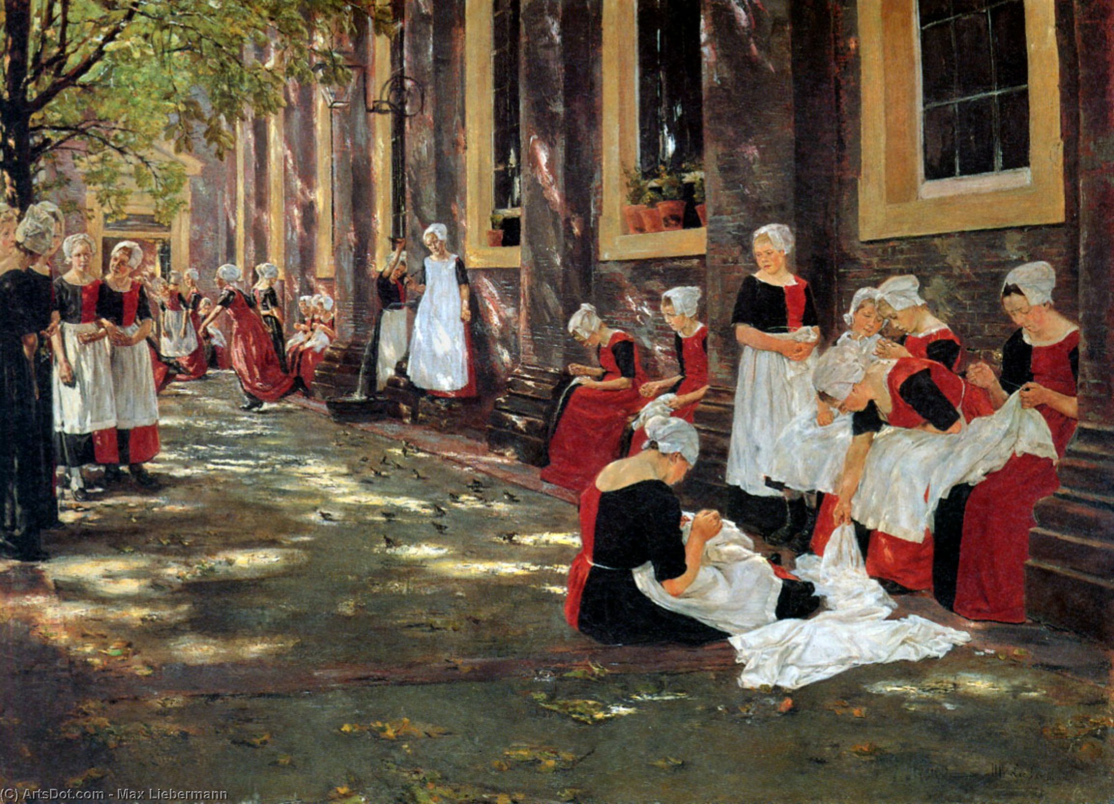 Wikioo.org - The Encyclopedia of Fine Arts - Painting, Artwork by Max Liebermann - Free hour at Amsterdam orphanage