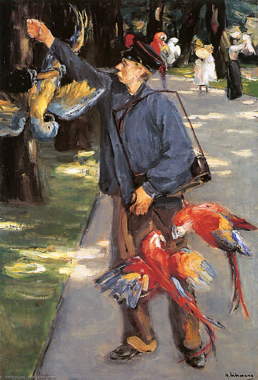 Wikioo.org - The Encyclopedia of Fine Arts - Painting, Artwork by Max Liebermann - Parrot caretaker in Artis