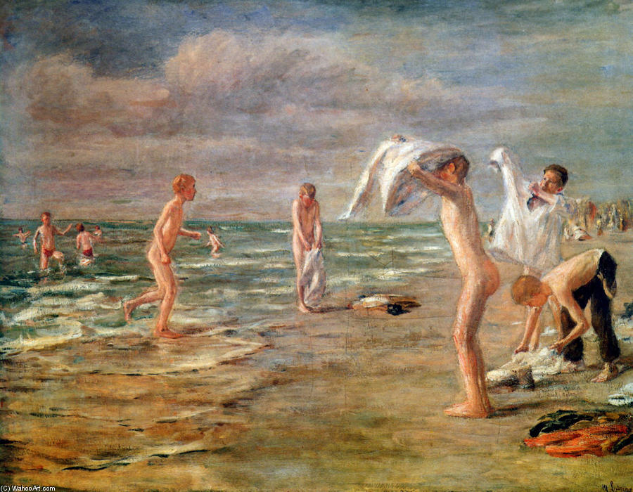 Wikioo.org - The Encyclopedia of Fine Arts - Painting, Artwork by Max Liebermann - Swimming boys