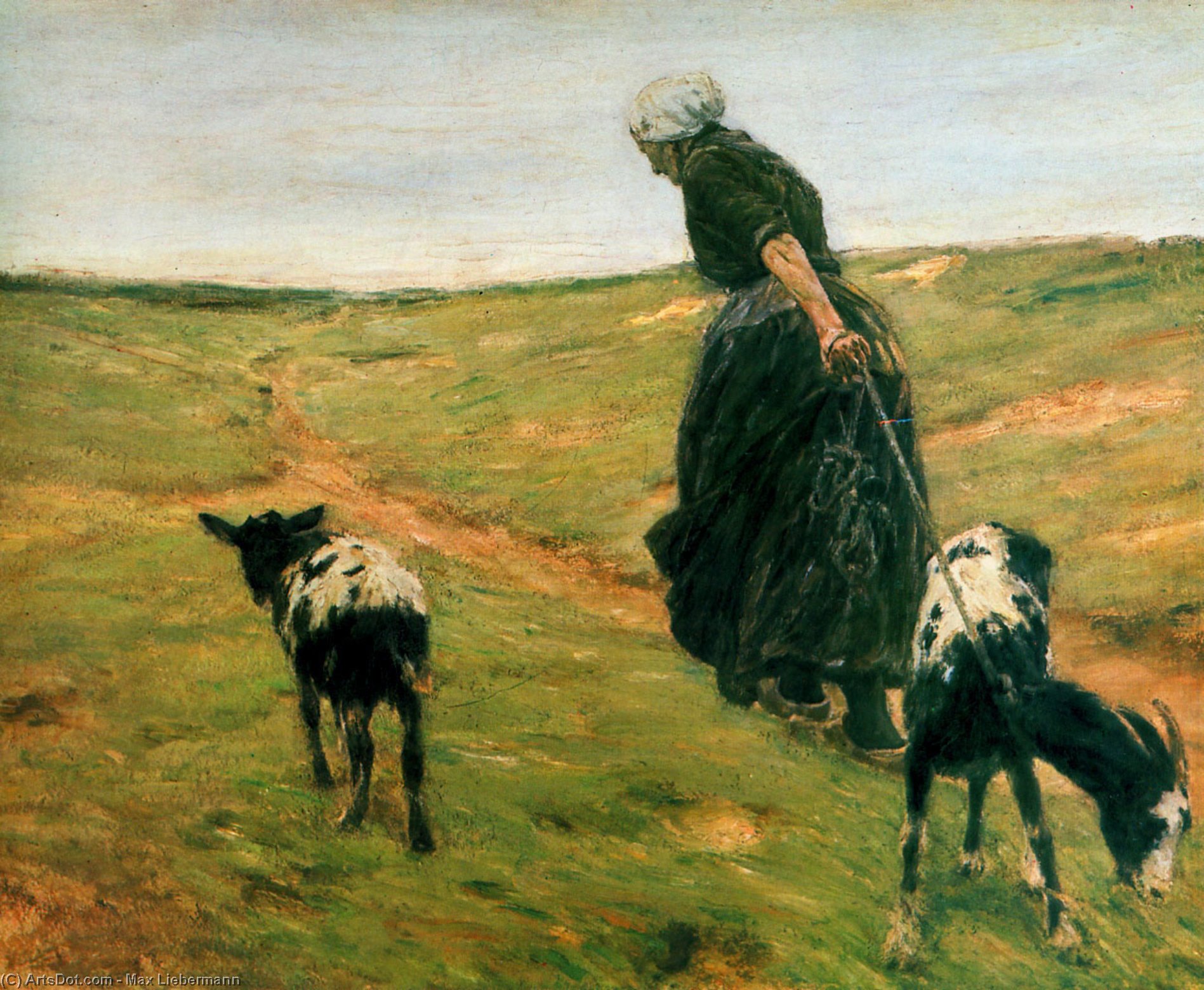 Wikioo.org - The Encyclopedia of Fine Arts - Painting, Artwork by Max Liebermann - Woman with goats
