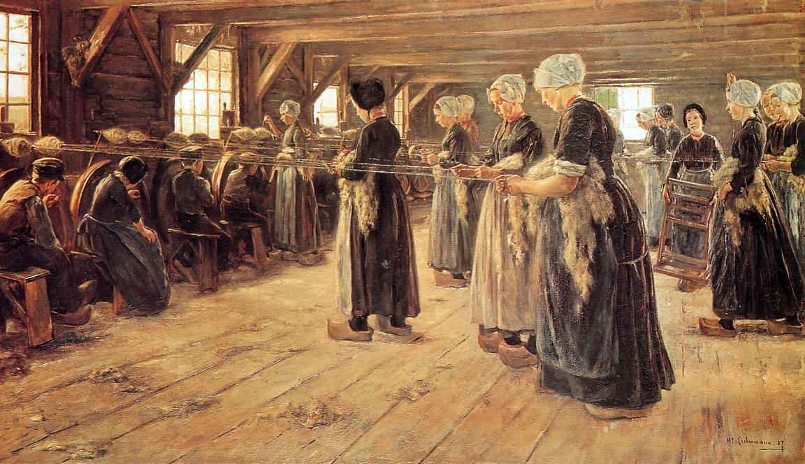 Wikioo.org - The Encyclopedia of Fine Arts - Painting, Artwork by Max Liebermann - Spinning Workshop in Laren