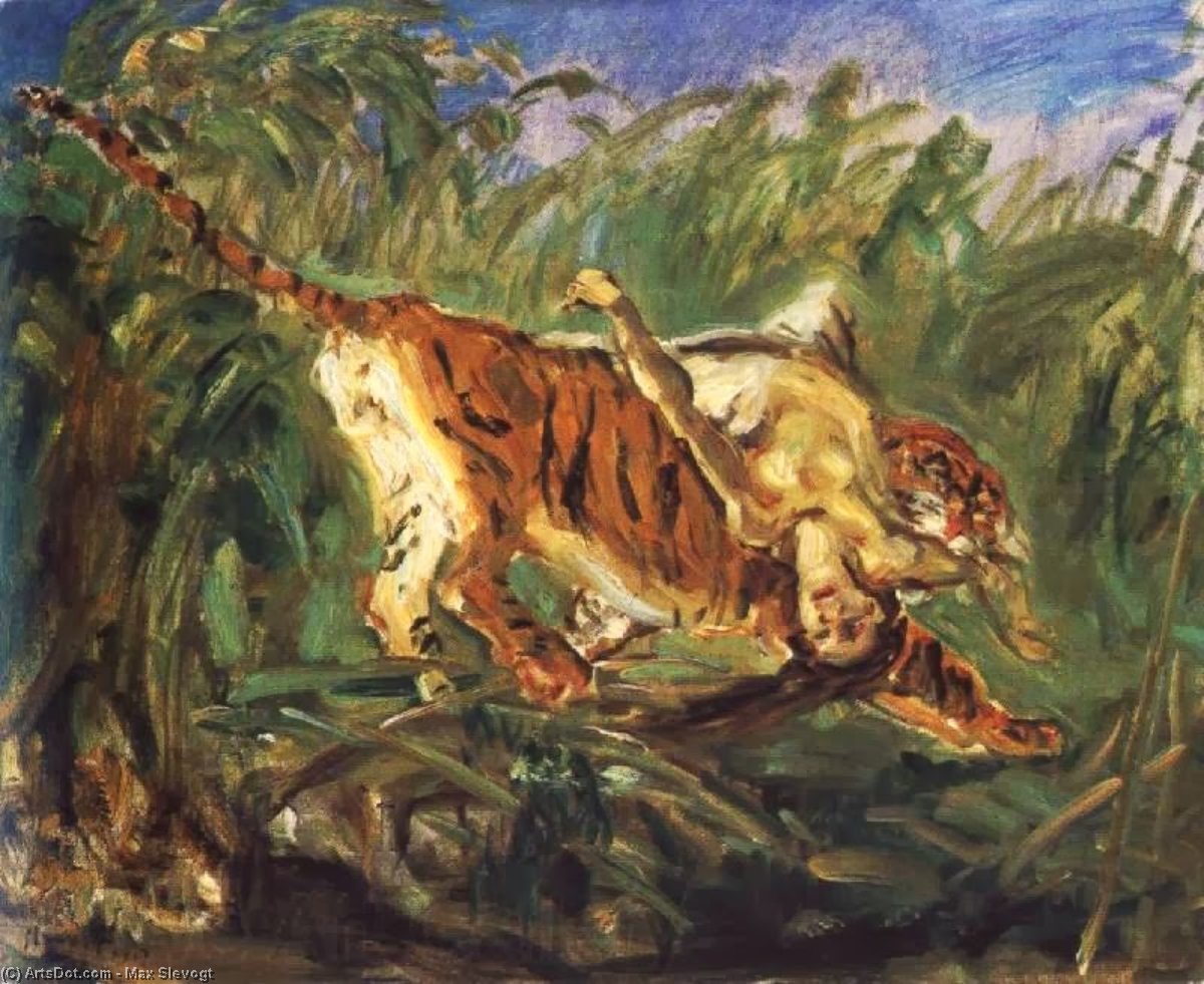 Wikioo.org – La Enciclopedia de las Bellas Artes - Pintura, Obras de arte de Max Slevogt - Tigre cómo  el  Selva